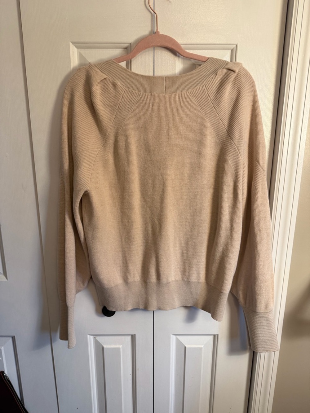 Women’s V-Neck Knit Sweater - Beige - PINQUE - Picture 3 of 8